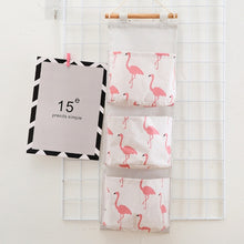 Load image into Gallery viewer, Flamingo Pattern Wall Mounted Wardrobe Organizer Sundries Storage Bag Jewelry Hanging Wall Pouch Hang Cosmetics Toys Organizer
